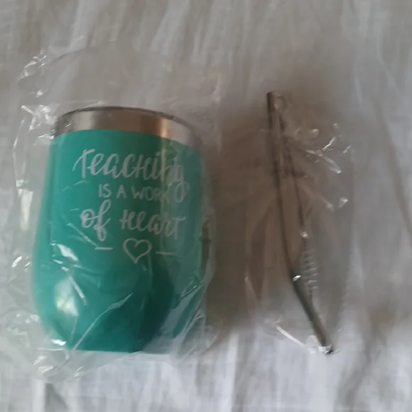 Teal Insulated Tumbler with Straw - Picture 1 of 6